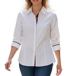 Isaac Mizrahi Live! Button Down Shirt Size Small White Long Sleeve Collared NWOT